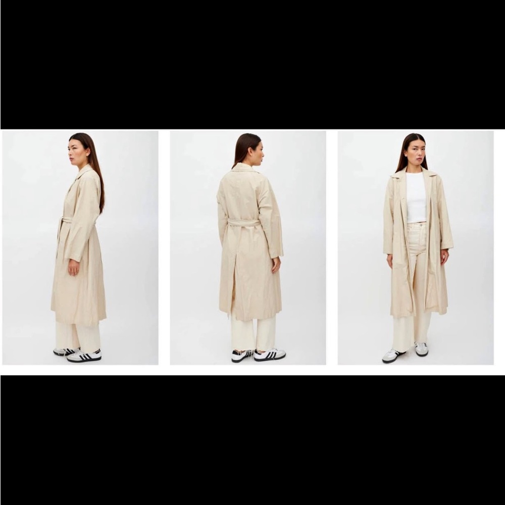 Elegant Light Beige Belted Trench Coat